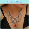 Alloy Trendy Punk Bat Necklace With Hollow Geometric Pendant Accessory Halloween