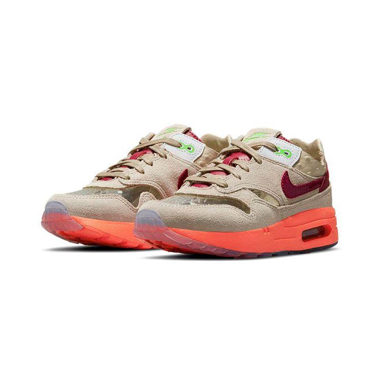 CLOT x Nike Air Max 1 PS Kiss of Death 2021 Детские кроссовки Бежевая сетка Глубокий красный DH2493-100