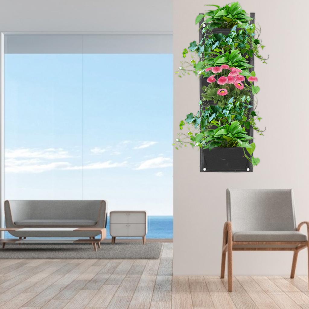 6 карманов вертикальные мешки для выращивания растений контейнер настенный подвесной горшок для сада на открытом воздухе черный