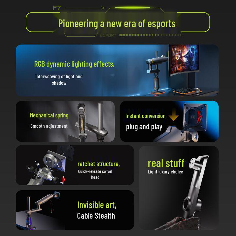 RGB Gaming Ultrawide Curved Monitor Stand with Adjustable Height and Swivel