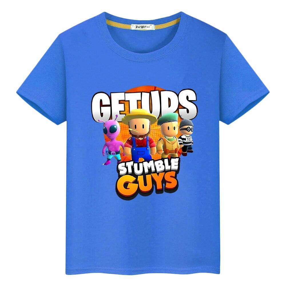 Stumble Guys T-shirt 100%Cotton Boys Girls Pride Tshirt  Y2k One Piece Kawaii Anime Tees Casual Print Short Tops Kids Clothes