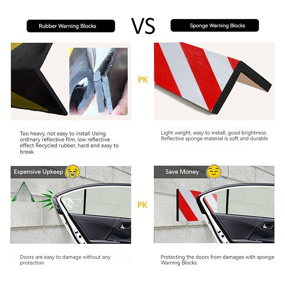 4PCS Car Foam Warning Signs Bumper Door Protection Garage Scratch Protector Red White Warning Sign for Auto Parking Garage