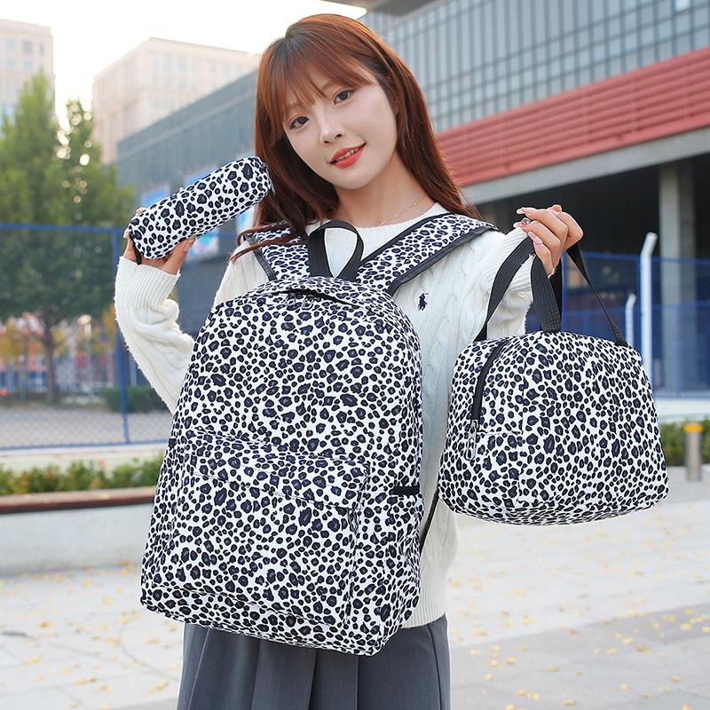 Комплект из трех рюкзаков, большой емкости, женский рюкзак с леопардовым принтом, школьный рюкзак для школьников