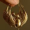 Изысканные круглые серьги-крючки с крыльями геометрической формы, модные металлические серьги-подвески золотого цвета, ювелирные изделия