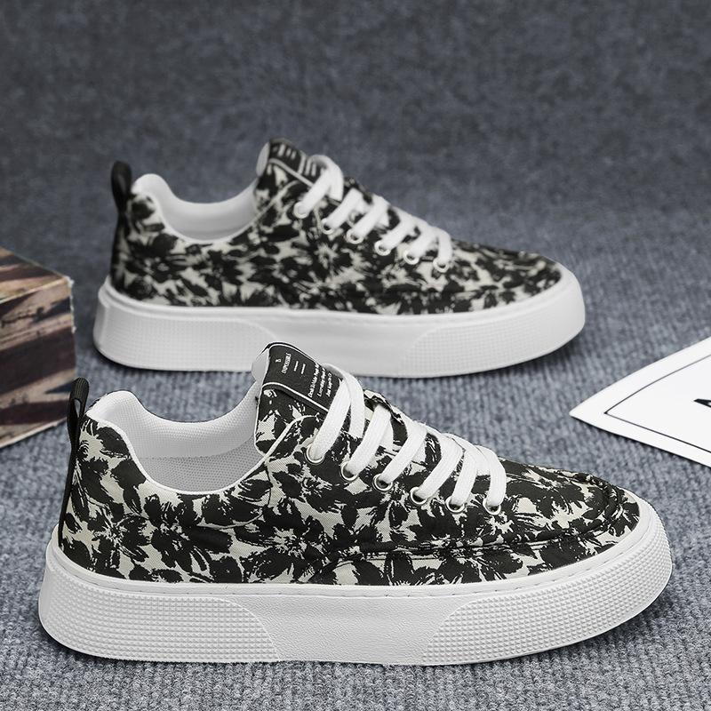 Men's Shoes Spring 2025 New Breathable Canvas Shoes Thick Baseplate Shoes Korean Version Trend Versatile Fashion Heightening Casual Shoes