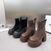 Дизайнерские винтажные зимние женские ботильоны на платформе с высоким каблуком, модные короткие ботильоны с застежкой-молнией, дизайнерские ботинки Botas De Mujer
