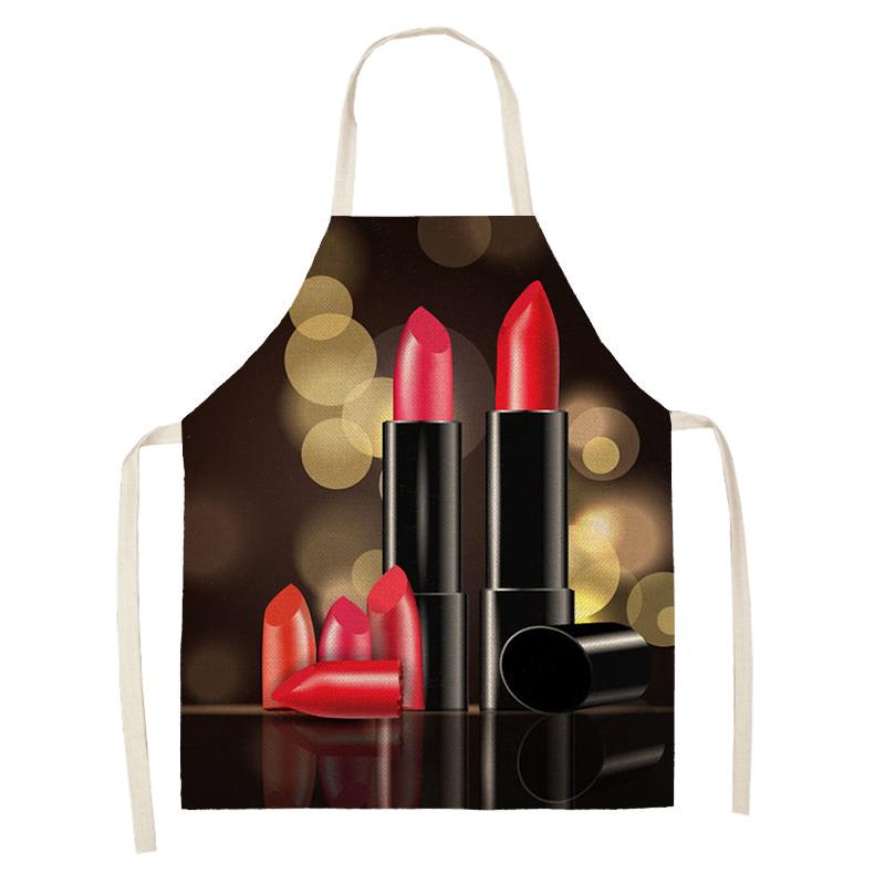 Nail Polish Lipstick Beauty Kitchen Women Apron Household Cleaning Cotton Linen Pinafore Salon Home Cooking Baking Adult BIb