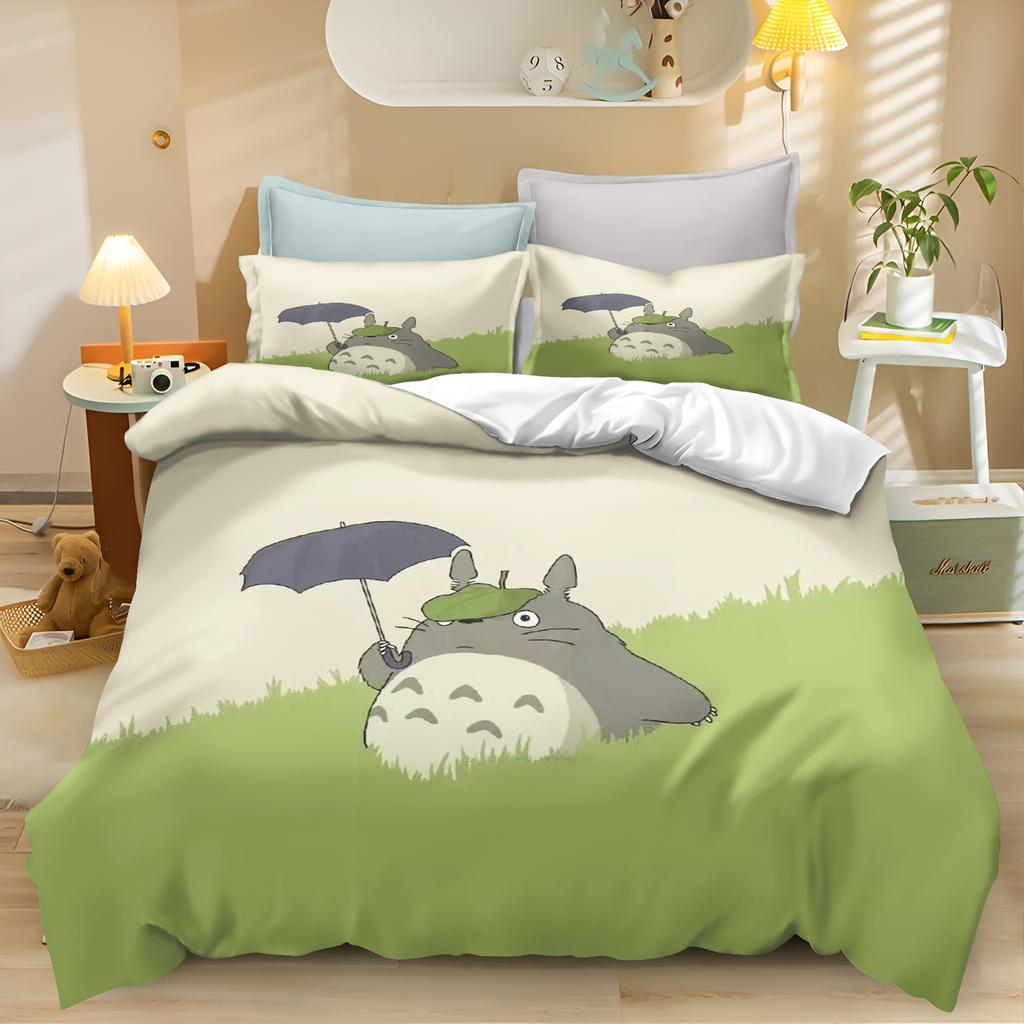 Anime Duvet Cover Pillowcase Bedding Set T-TotoroS Kawaii Adult Boy Girl Bedroom Decoration Children Single Double Large Size