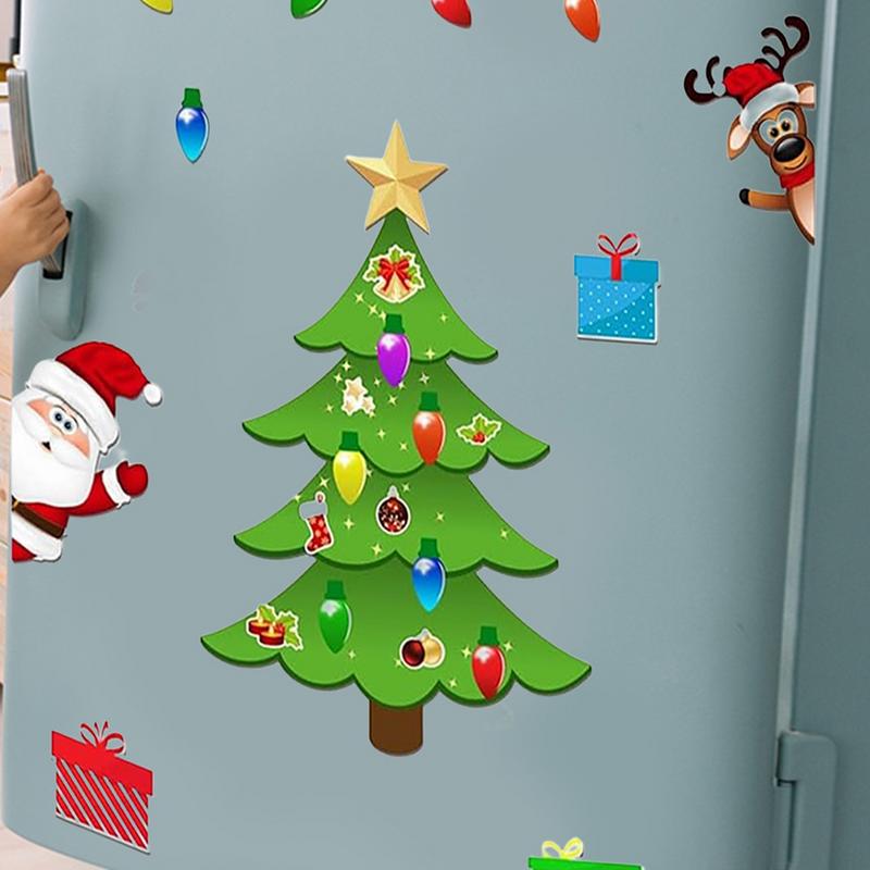 Рождественские магниты на холодильник, наклейка, украшение на рождественскую елку, магнитные наклейки, рождественские магниты для металлической двери холодильника