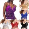Sequin Dance Wear Tassel Belly Dance Bra Performance Top Halter Bra Show Costumes