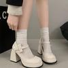Coarse Heel Fashion French Versatile Pearl Bow Women's Shoes Mary Jane High Heels New In Autumn and Winter 2025