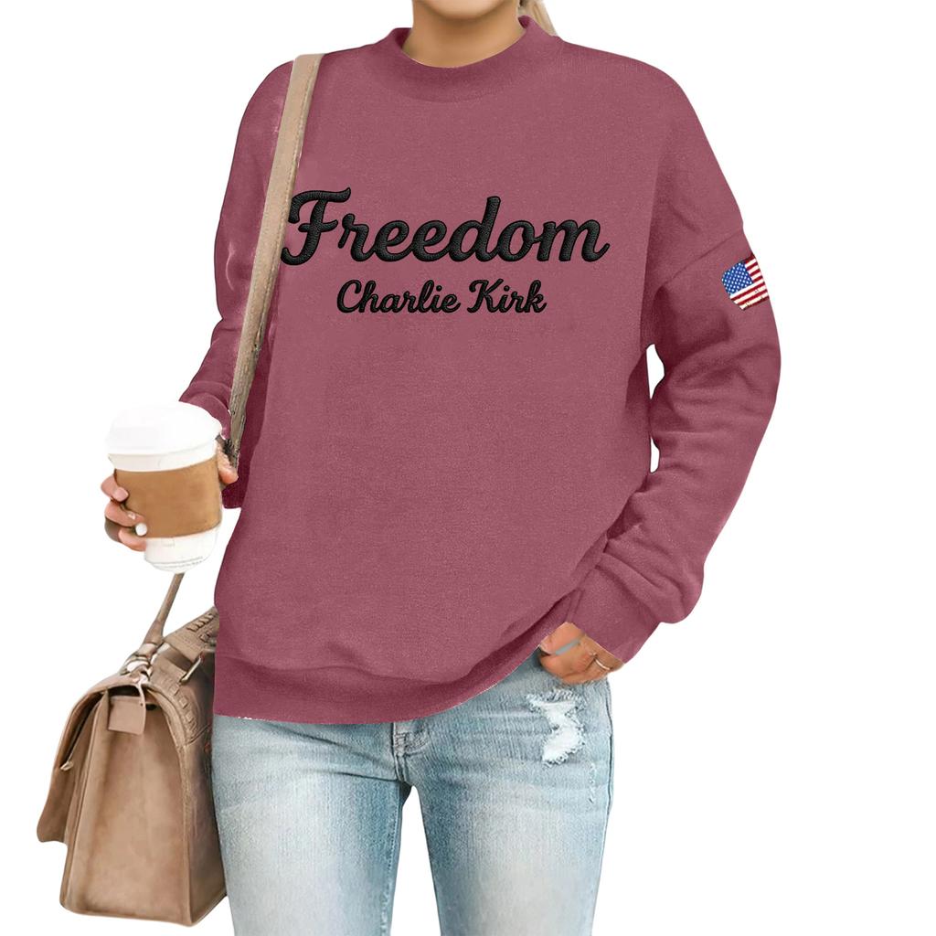 Women's Casual Fashion Round Neck Long Sleeve  Printed Sweatshirt