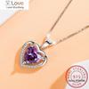 Silver 925 Necklace Women Girlfriend Wife Gift Jewelry Love Heart Zircon Crystal Pendant Necklace Colar De Prata Gn9