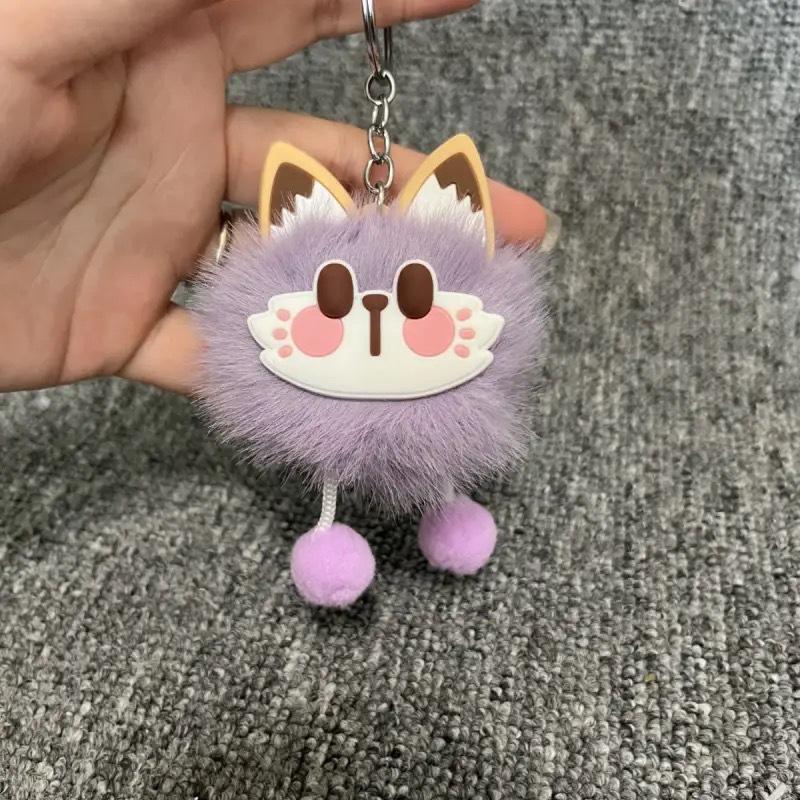 Cartoon Plush Lucky Cat Toy Keychain Cute Bag Charms Car Keyring Pendant Accessories For Women Couples Kawaii Gift