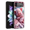Милая свинка Жесткий ПК чехол для телефона для Samsung Galaxy Z Flip 7 6 5 4 Черная крышка для Galaxy Z Flip 3 Складной корпус Fundas Capas Coque