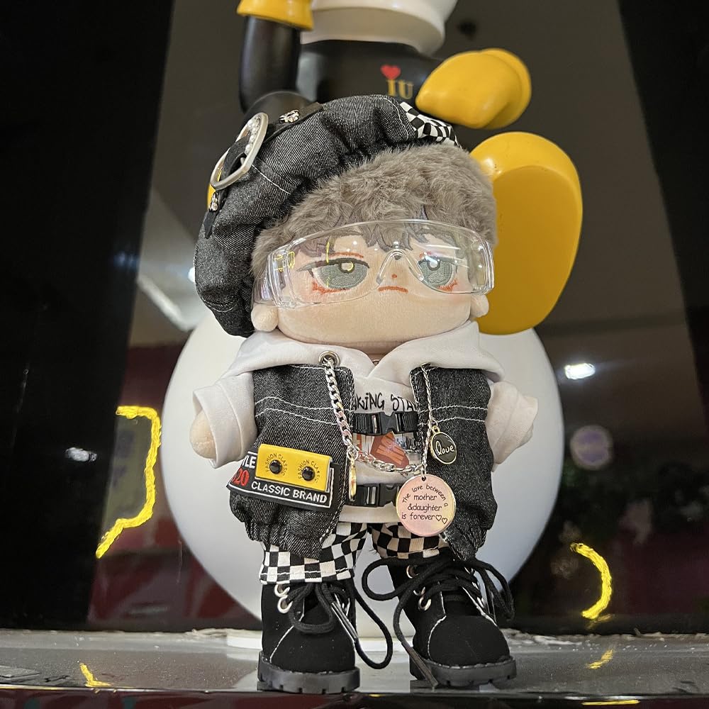 Nianyyhouse 15 см мягкая игрушка одежда черно-белый спортивный костюм берет толстовка шорты жилет очки обувь наряд хлопковая кукла аксессуары (15см)