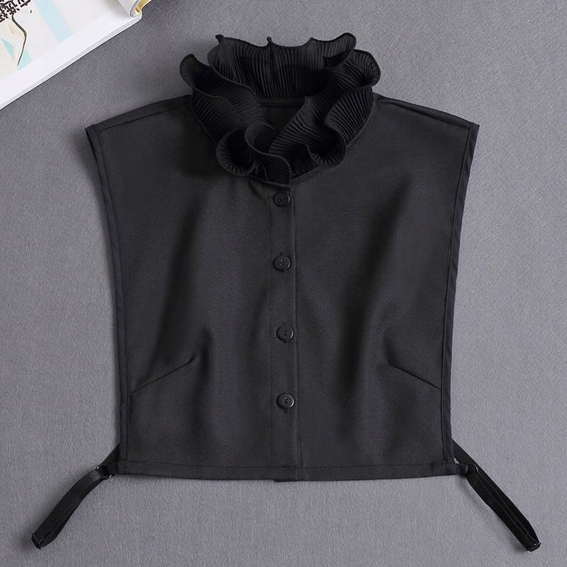 fake women' SHIRT smooth BLACK COLLAR with elegant clasp