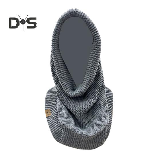 Winter Wool Knitting Scarf Women Men Solid Color Dual Use Shawl Scarf Twist Texture Versatile Warm Hat Scarf