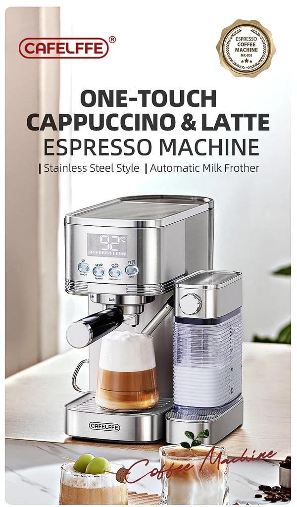 Cafelffe Fully Automatic Espresso Machines Automatic Milk Froth Ground Coffee Stainless Steels Cappuccino maker Cafeteria 20Bar