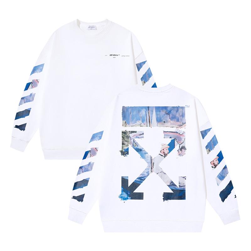 1086 Off-White 2026 Autumn and Winter New OW Monet Oil Painting Arrow Print Men's and Women's Round Neck Hoodie