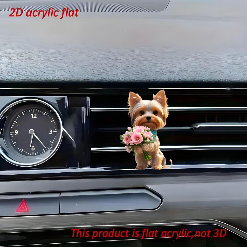 Car Air Freshner 2D Acrylic Cute Dog Scent 4 Pieces Cute Dog Shape Car Fragrance For Workplace Kitchen Home Truck AC Automotive