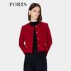 Women's Vibrant Red Textured Wool Jacket