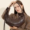 Genuine Leather Croissant Shoulder Bag - Women's Large Capacity Underarm Messenger Bag, Original Design, Commuter Style.