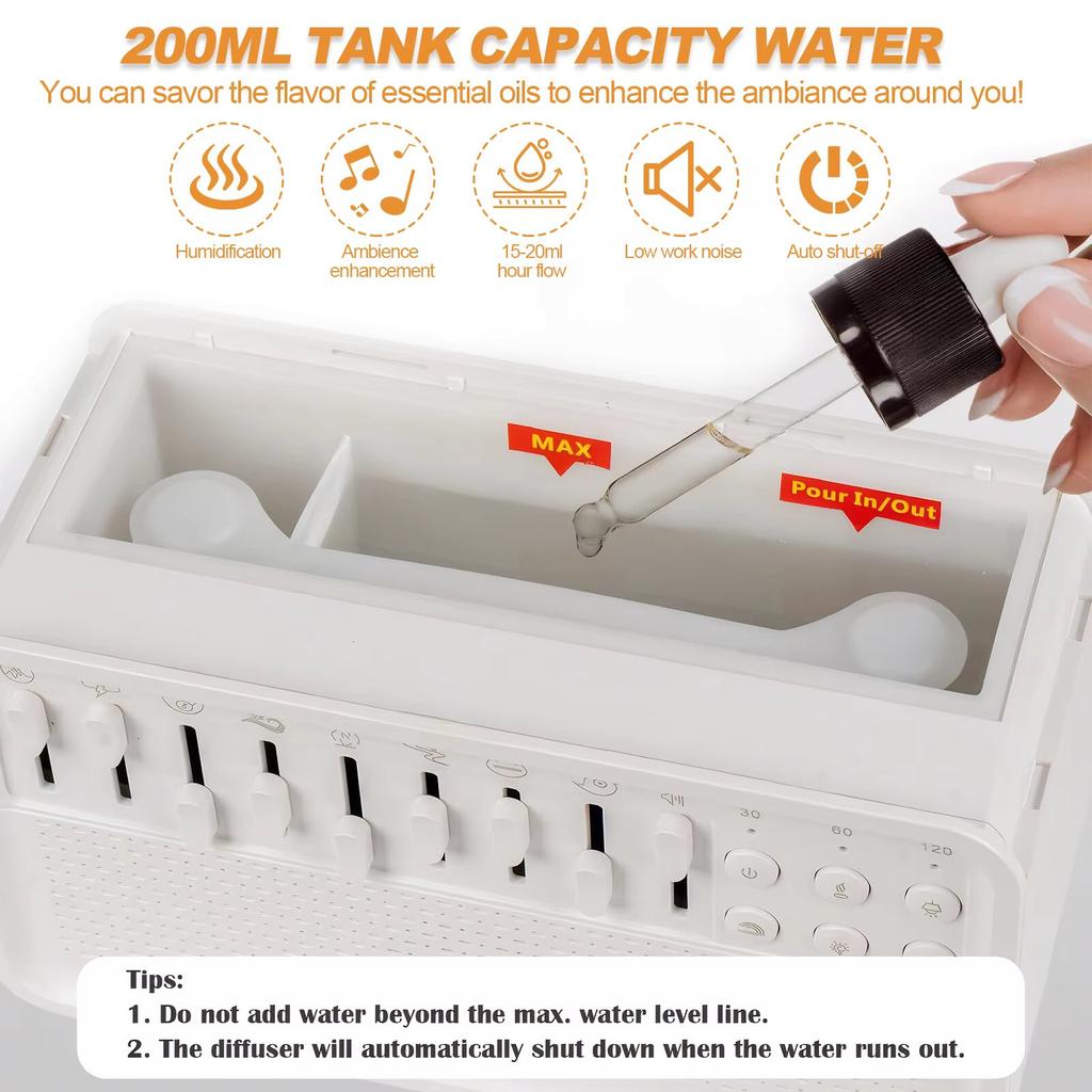 4 In 1 HIFI Bluetooth Speaker LED White Noise Speaker White Noise Sleep Aid Night Light Humidifier Machine with 8 Nature Sounds