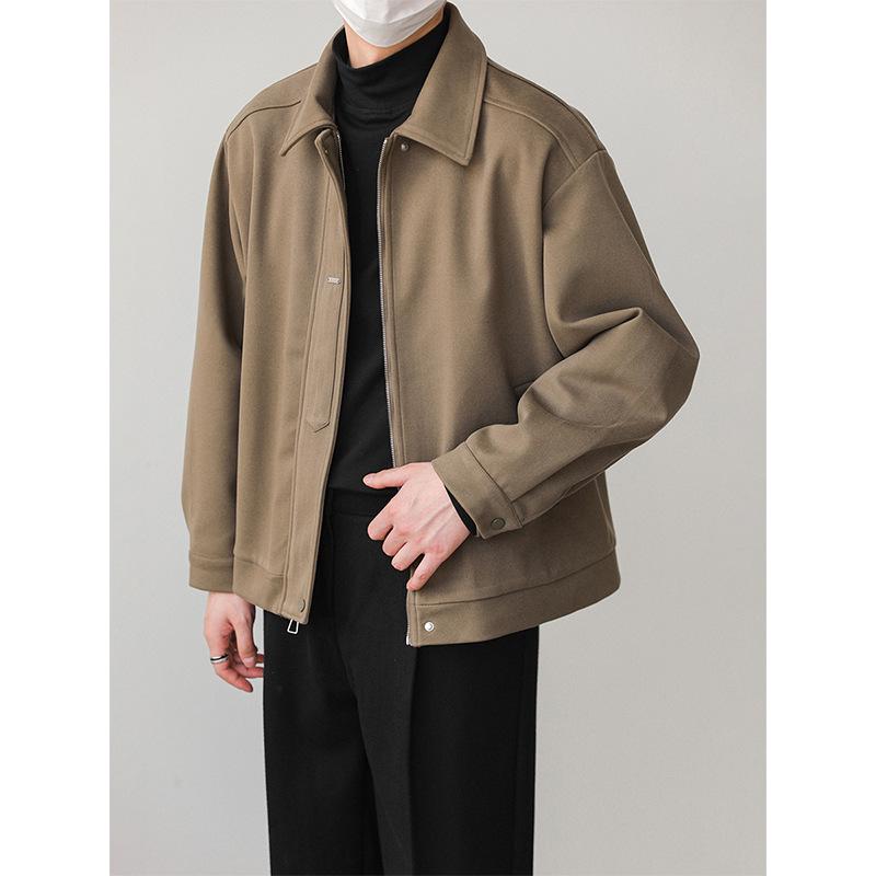 Men's Loose Fit Retro Woolen Lapel Jacket - Korean Autumn/Winter Style