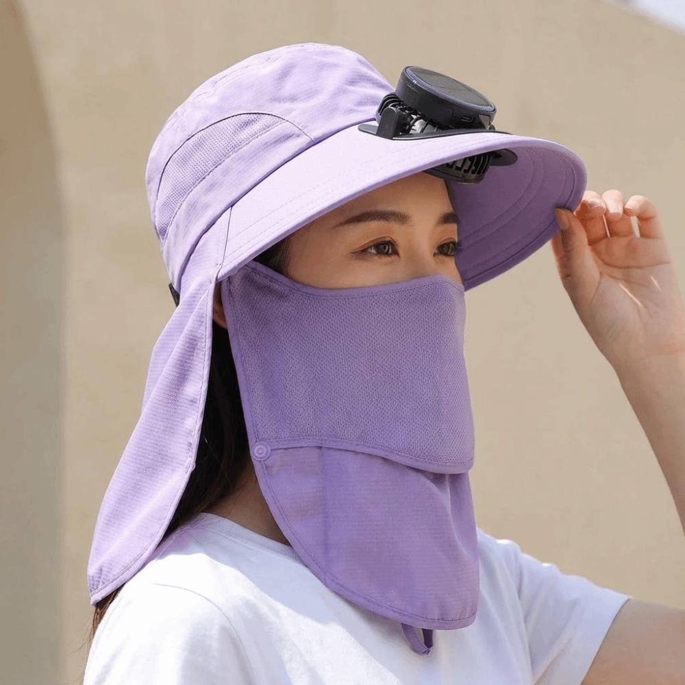 Quick Dry Solar Fan Hat Solar Charging Breathable Wide Brim Sun Cap Digital Display Strong Wind Fishing Bucket Hat Hot Weather