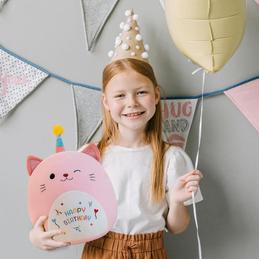Pink Cat Plush Toy, Birthday Gift, Cute Plush Cushion Stuffed Animal, Birthday Gift for Kids, Birthday Celebration Decor, Soft Cat Body Pillow,