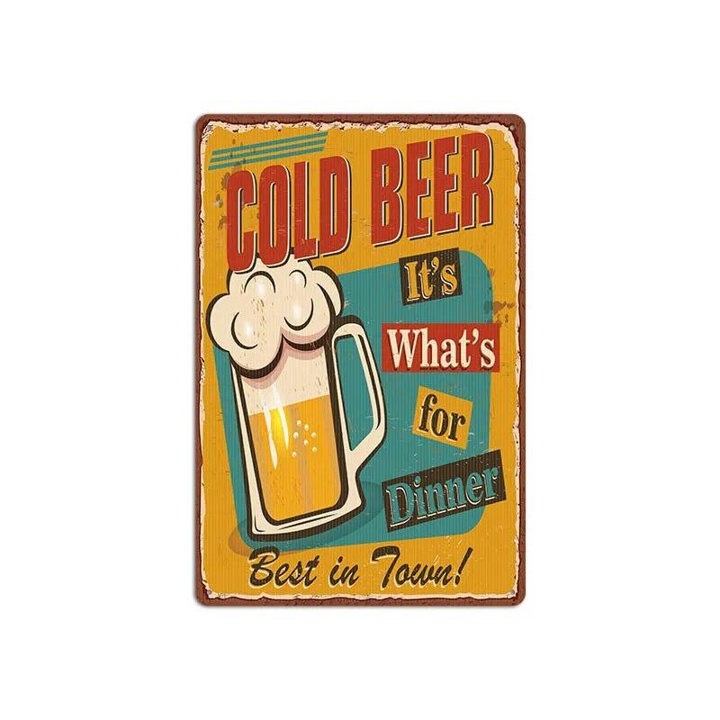 Vintage Cold Beer Metal Tin Sign 2023 New Iron Sheet Bar Background Wall Decoration Painting American Frameless Decorations