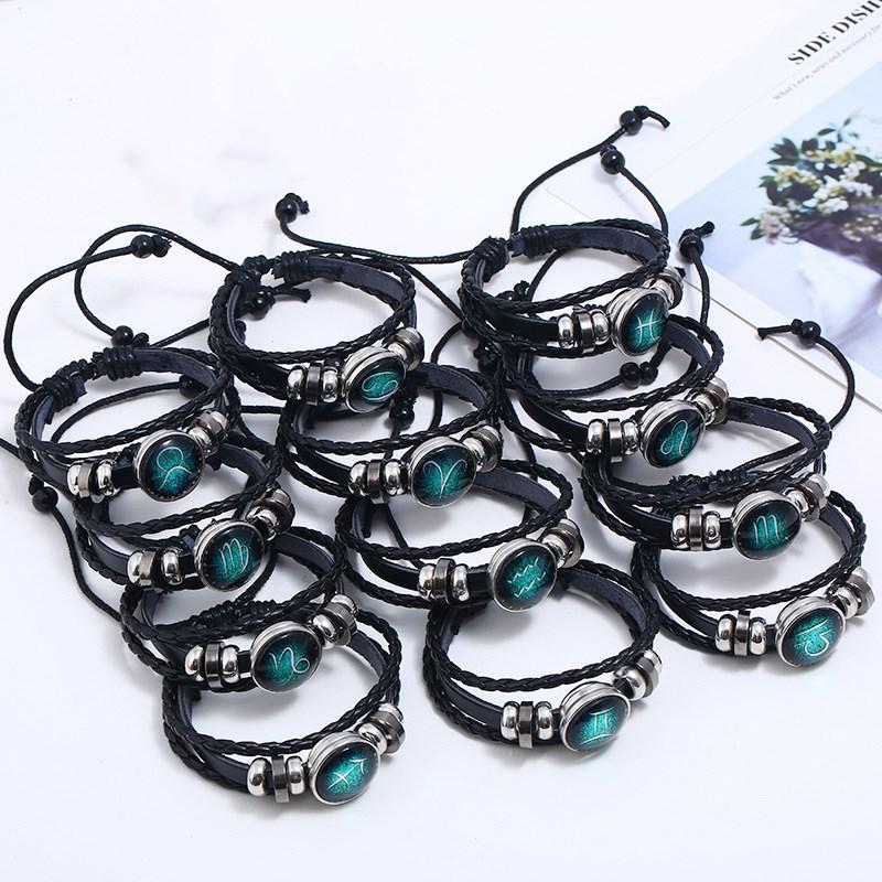 Кожаные браслеты со знаком зодиака - европейские и американские многослойные парные браслеты своими руками