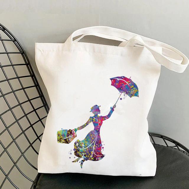 2021 Shopper Elegant Mary Poppins Kawaii Bag Harajuku Women Shopping Bag Canvas Shopper Bag Girl Tote Bag Shoulder Lady Bag