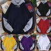 Women Casual Solid Long Sleeve Splited Patchwork Hoodie Sweatshirt Pullover Top