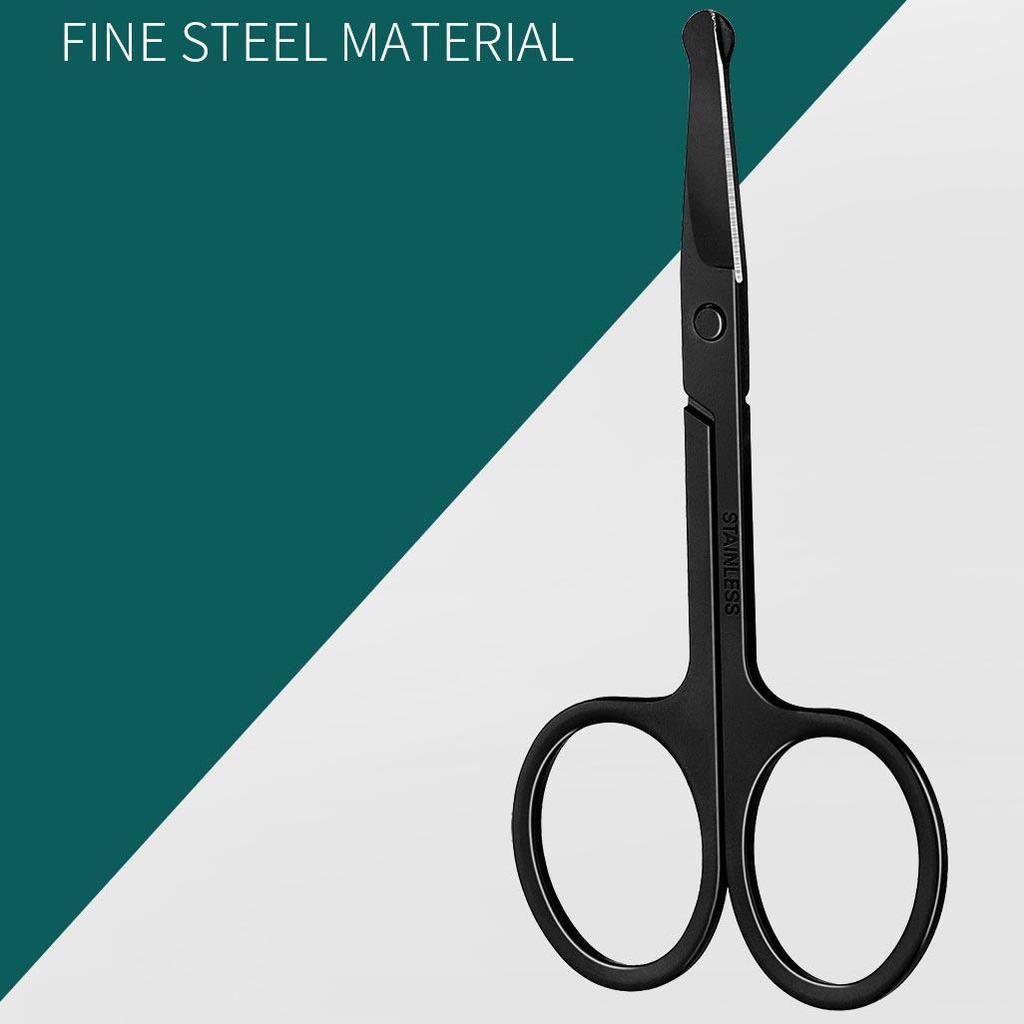Unisex Stainless Steel Black Round Head Safe Nose Hair Scissors (Do Not Hurt Nose)