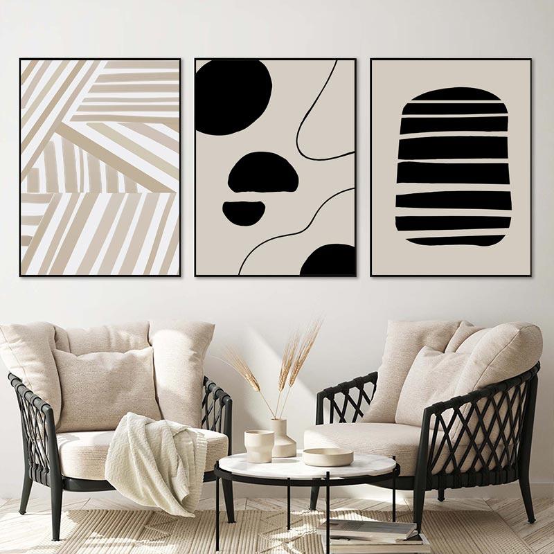 Minimalist Abstract Line Art Canvas Painting Beige Black Poster and Print Wall Modern Pictures Print for Living Room Home Decor