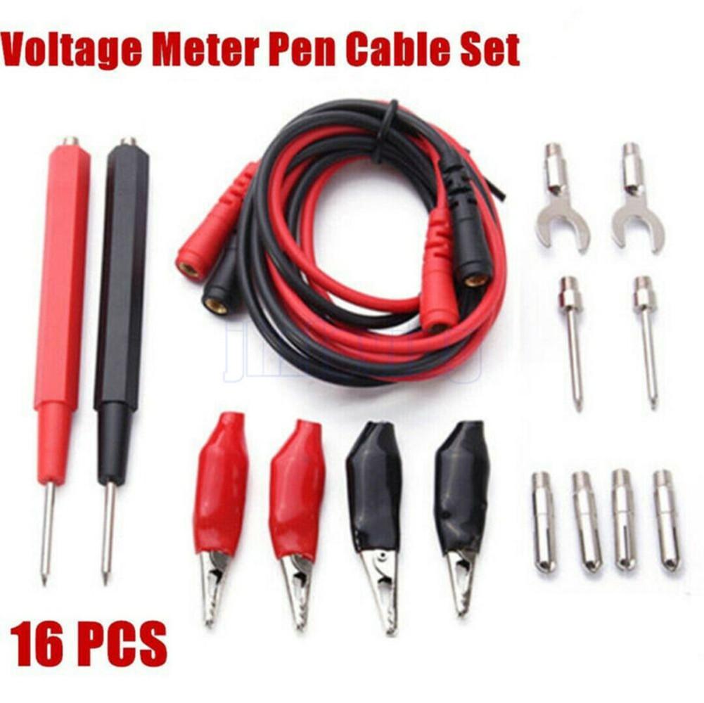 16-Piece Multimeter Test S Probe Voltmeter For Alligator Cable Clip Kit