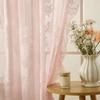 2 Pcs Retro Gauze Curtain Ruffled Edge Voile Curtain Home Decor French Lace Floral Curtain  Bedroom