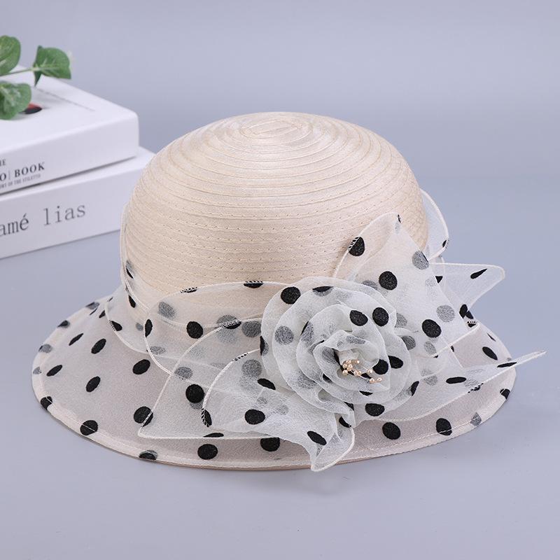 Элегантная женская шляпа от солнца в горошек, сетчатый дизайн, органза, цветы, кепки для воздухопроницаемости, для путешествий, отпуска, шляпа от солнца