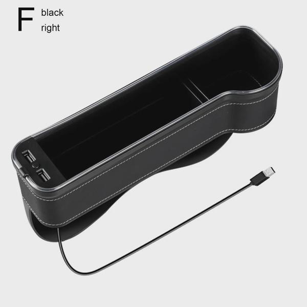 1pcs New Car Crevice Storage Box with 2 USB Charger Colorful LED Seat Gap Slit Pocket Seat Organizer Card Phone Bottle Cups Holder