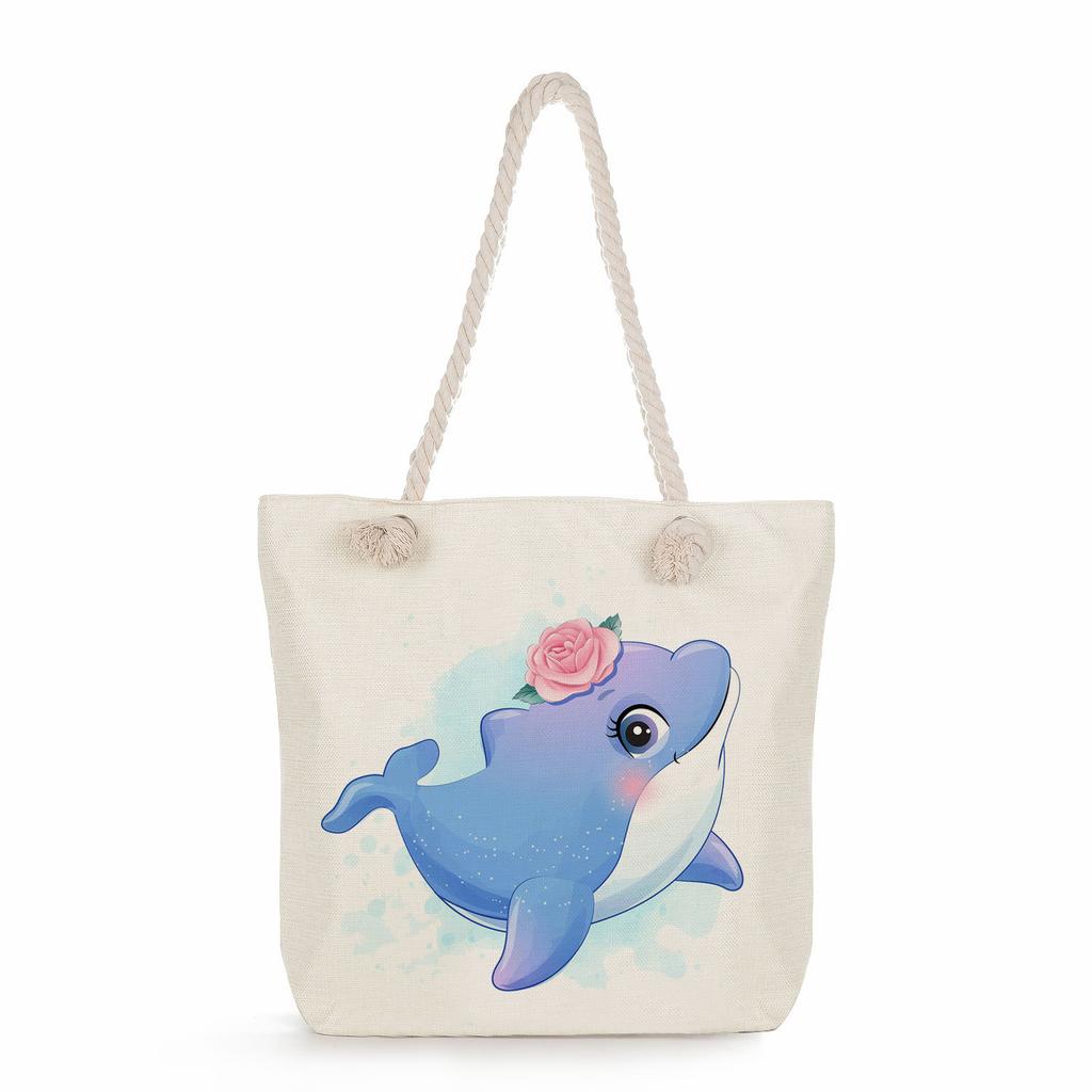 Animal print thick rope single-shoulder beach bag 7286 CLE