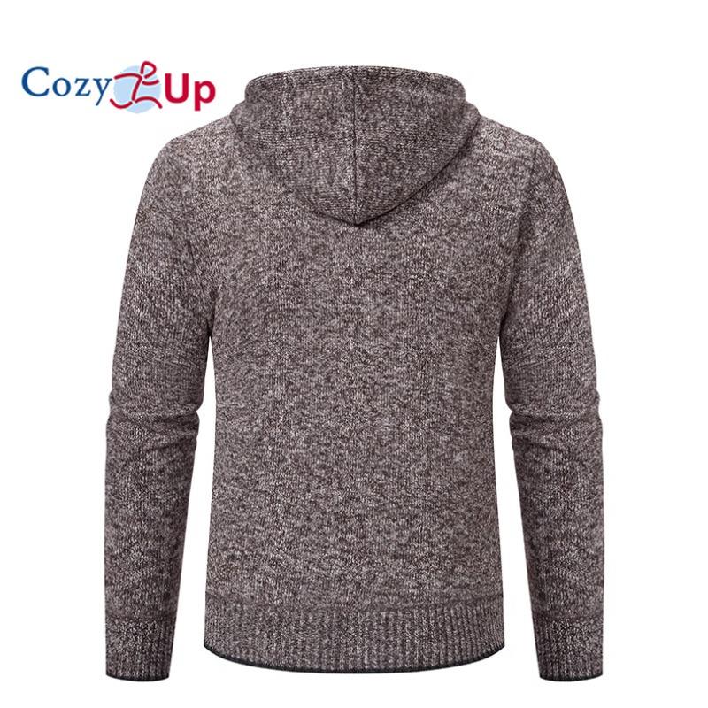 Cozy Up Мужской кардиган с длинными рукавами, повседневная уличная одежда, мягкая вязаная толстовка с капюшоном, термостойкая флисовая толстовка на молнии с капюшоном