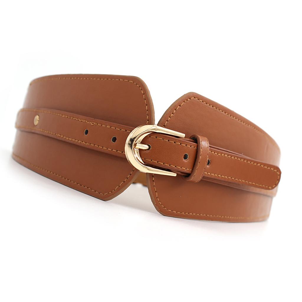 Vintage Elastics Wide Belt Women Fashionable Waist Cincher PU Leather Belt for Party and Daily Wear