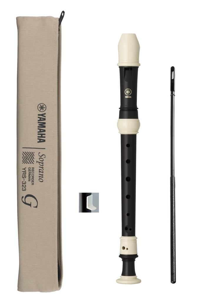 YAMAHA Soprano Recorder German Style Ebony Tone Finger Holder Cleaning Stick Recorder Cream Cloth Case Fingering Table Made of ABS Resin YRS-323
