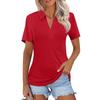Women's Fashion Casual Lapel Short Sleeve Solid Color Shirt Women's V-Neck Tops