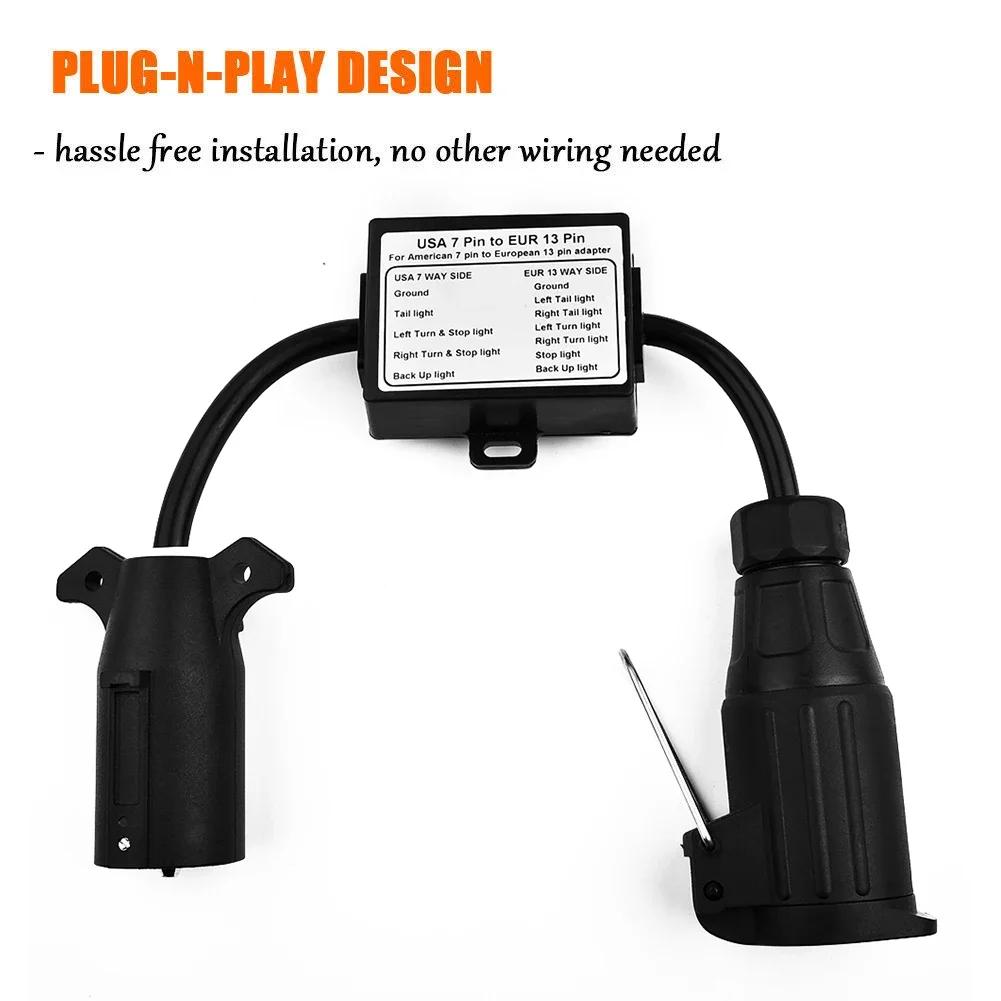 Адаптер для автомобильных фонарей прицепа, 13-контактный круглый разъем, адаптер для фонарей прицепа, американский автомобильный 7-контактный разъем для европейских преобразователей