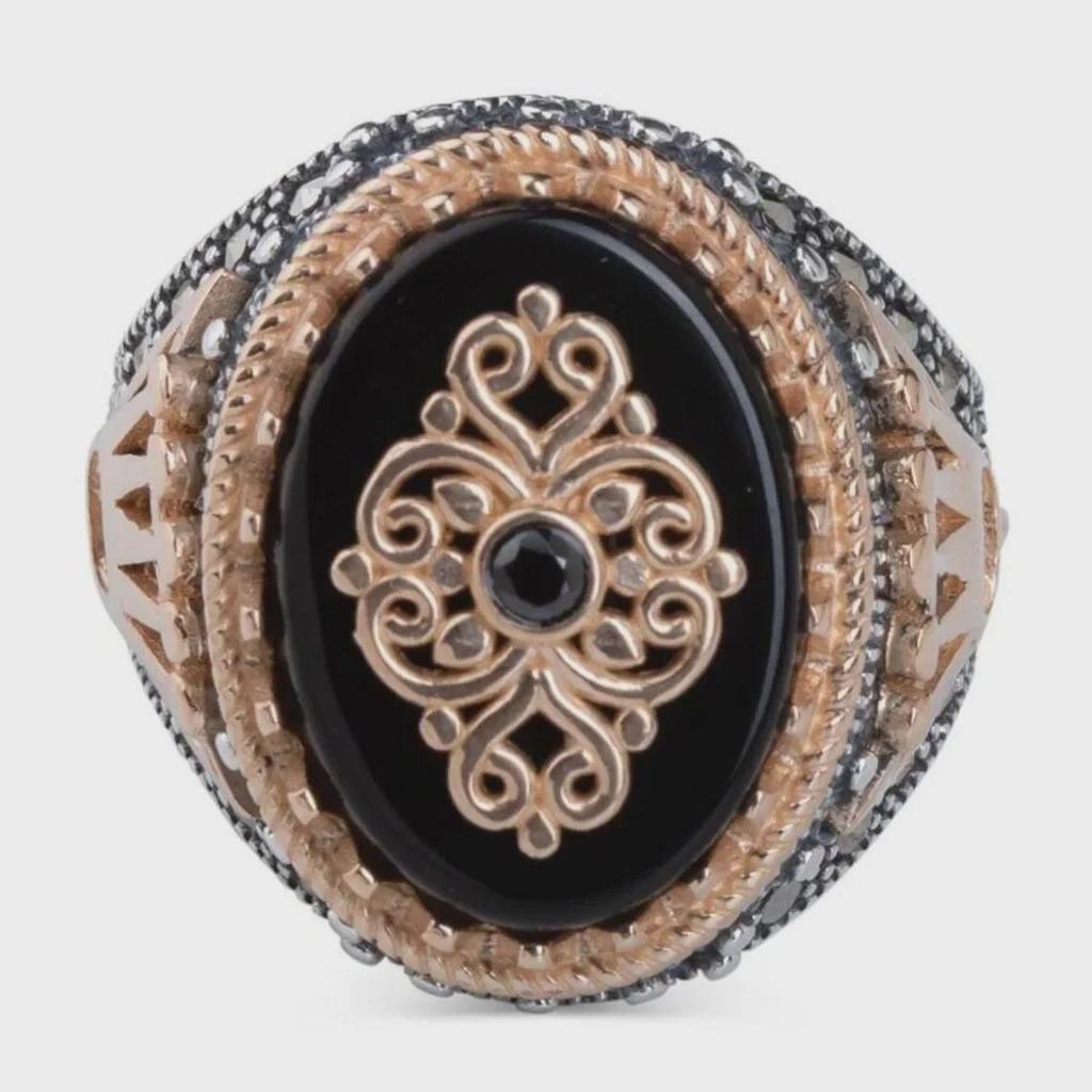 Мужское кольцо Hecheng 2022 Retro Black Agate — европейский и американский стиль