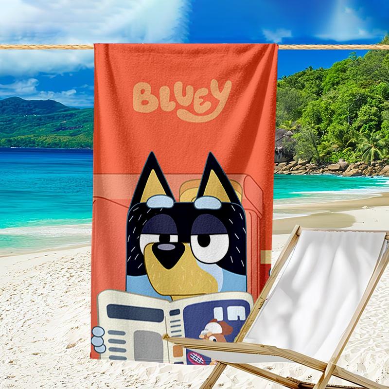 Ultra-Soft Beach Towel with Bluey Theme,Ideal for Pool - Camping, Diving - Perfect Travel Essential, Vibrant Beach Towel.