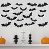 128 шт. Хэллоуин Украшения Летучие мыши Пластиковые Светящиеся в темноте 3D Наклейки на стену Летучие мыши Праздничные